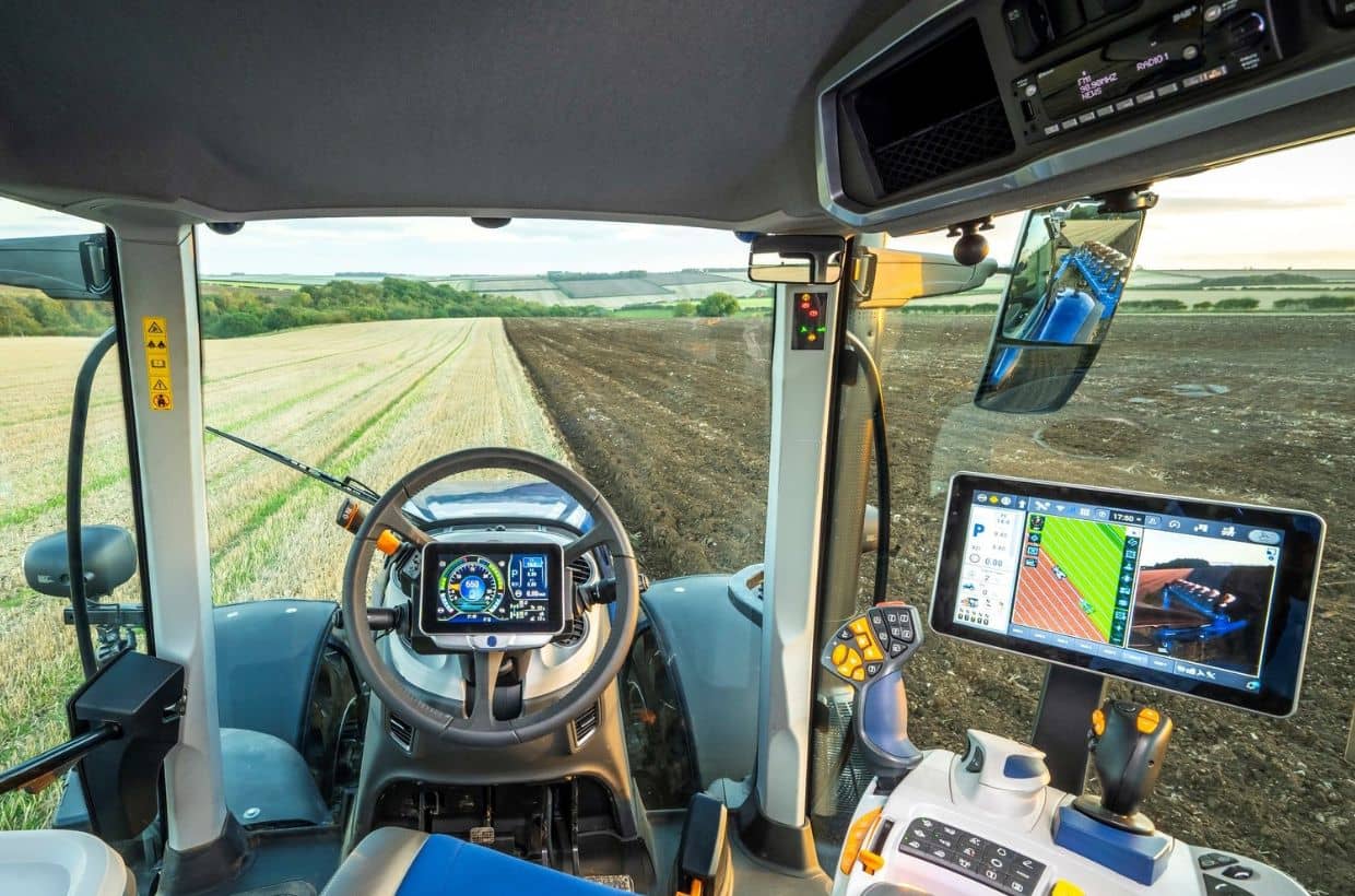 monitor de agricultura de precisão em cabine de trator